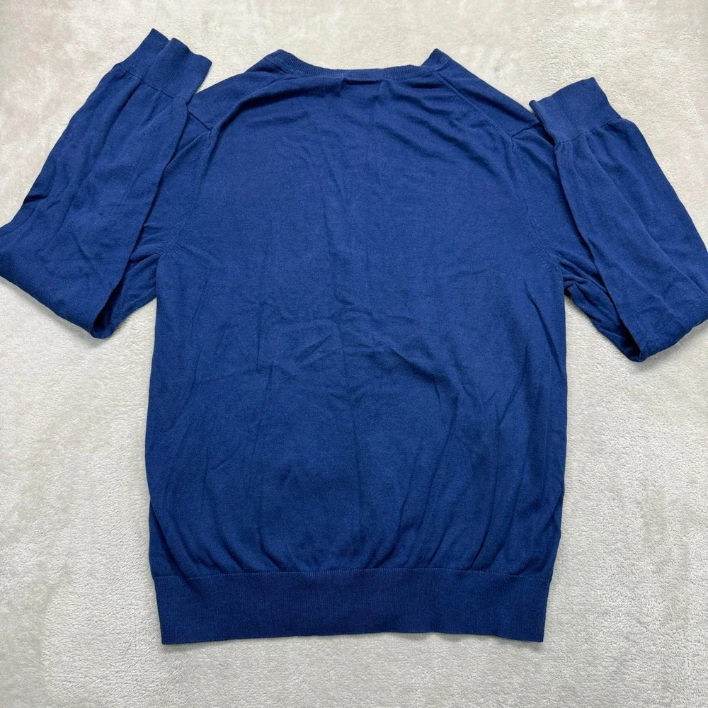 Banana Republic Sweater‎ Mens Large Blue Slim Silk Cashmere Blend V-Neck Preppy